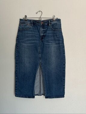 RACHEL Rachel Roy Dark Blue Straight Denim Midi Skirt